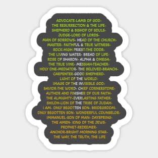 Names of Jesus Sticker